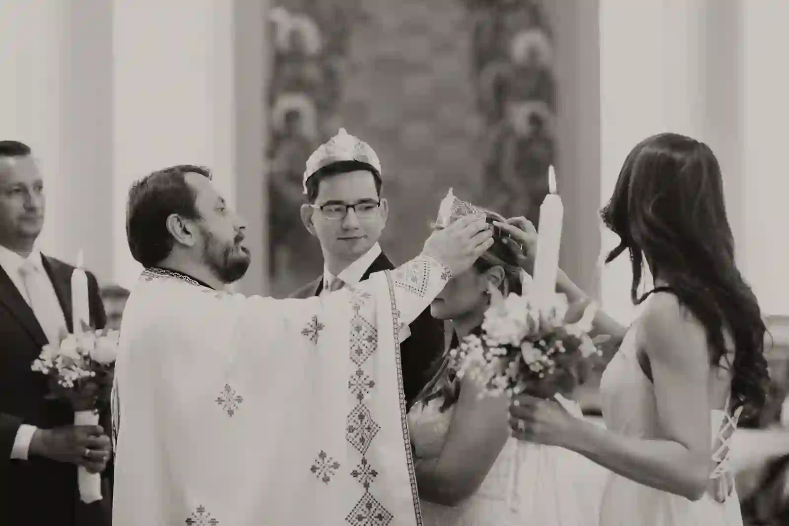 Black and white moment of the crowning ceremony
