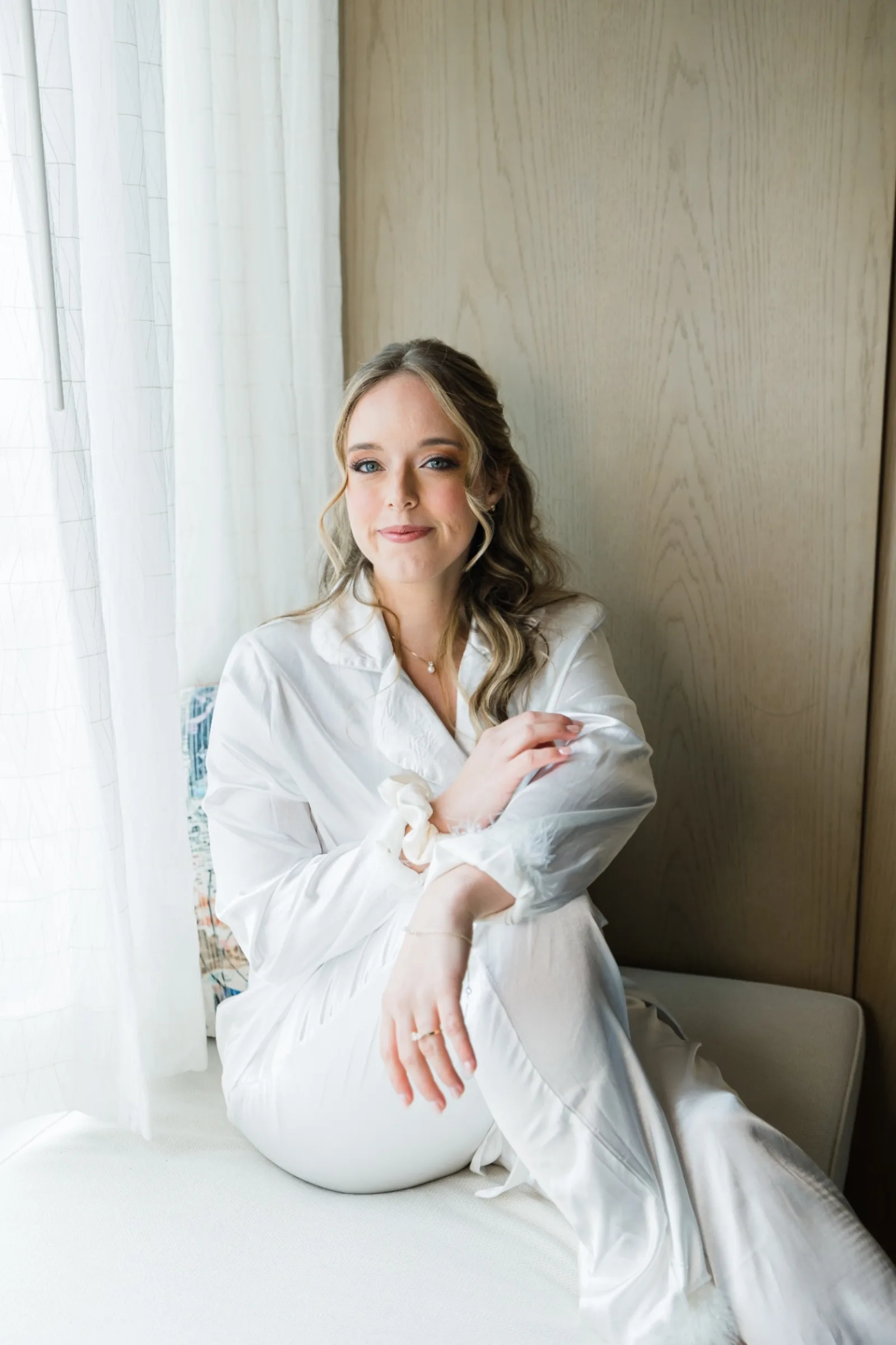 Bride portrait in silk robe