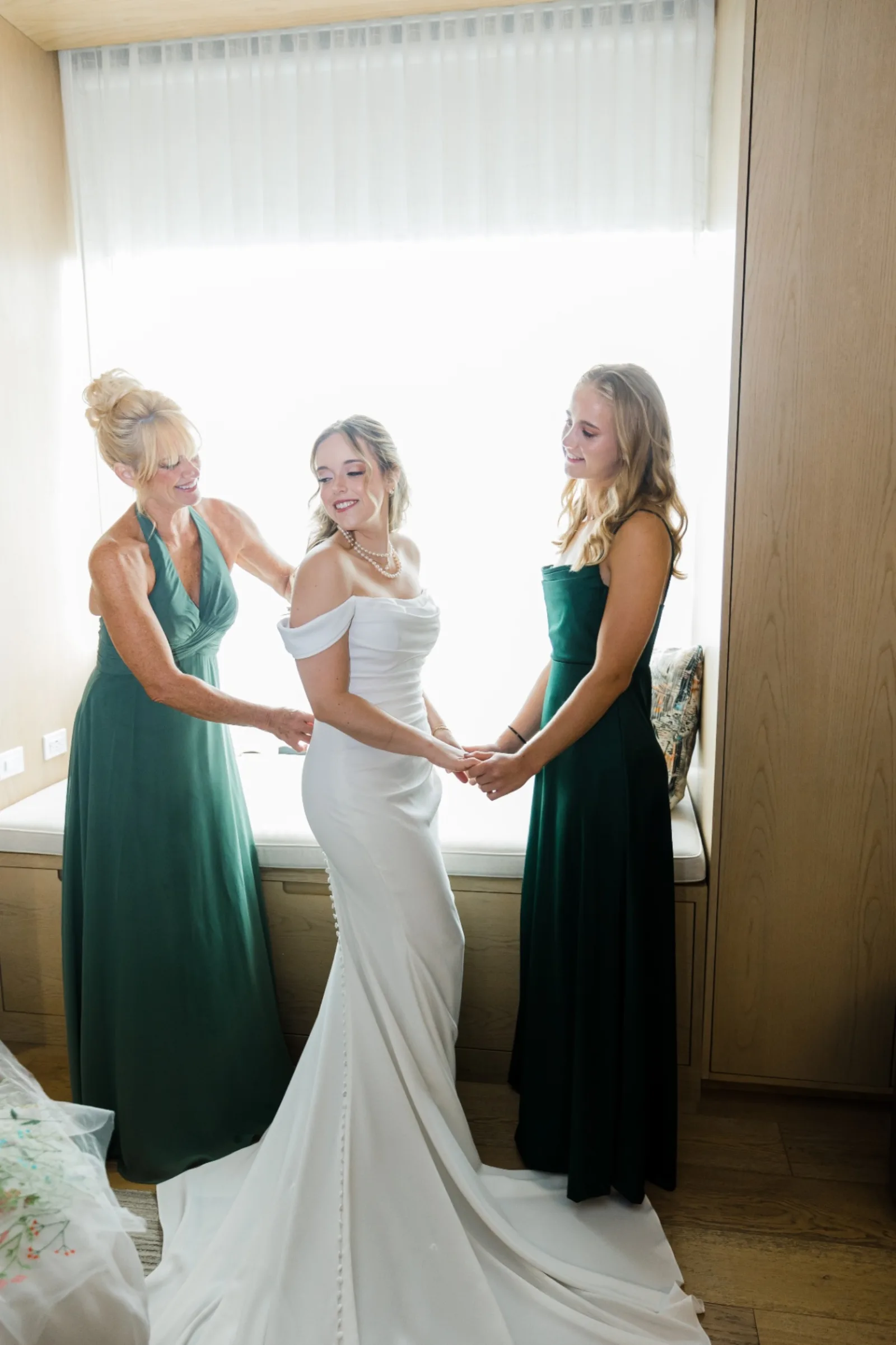 Bride with mother and sister