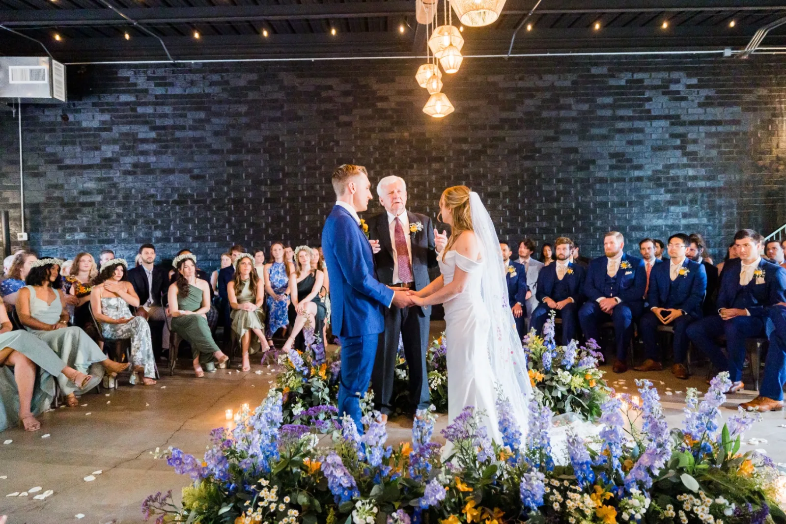Bride and groom exchanging vows